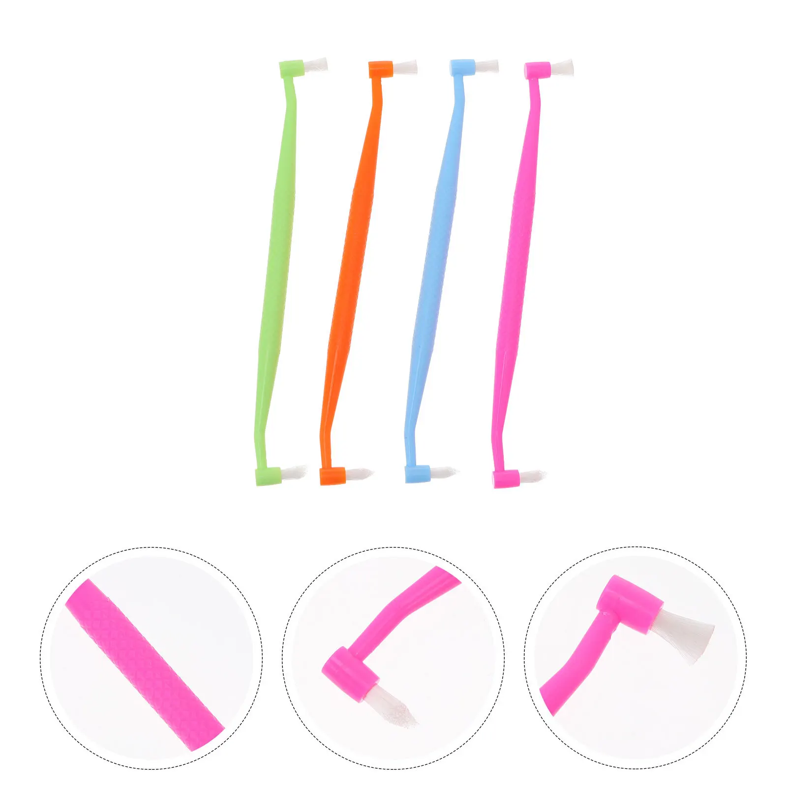 4Pcs Interdental Toothbrush Dual Head Small Bristle for Food Debris Removal Tapered Tuft Orthodontic Care Tooth Brush