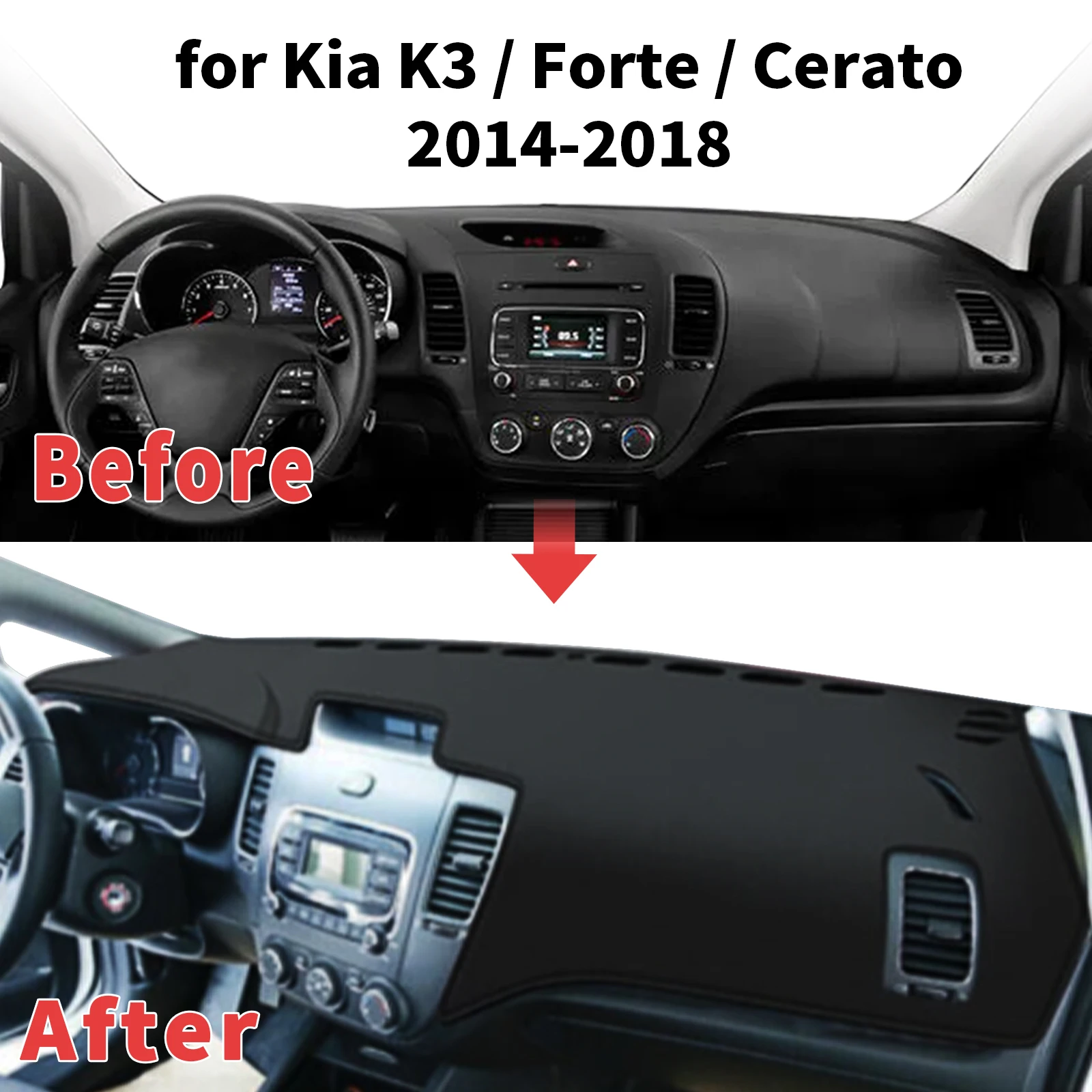 for Kia Cerato 2014-2018 K3 Forte Dashboard Cover Sun Shade Protector Dashmat Anti-Glare UV Block Carpet Mat Automotive Dash Mat