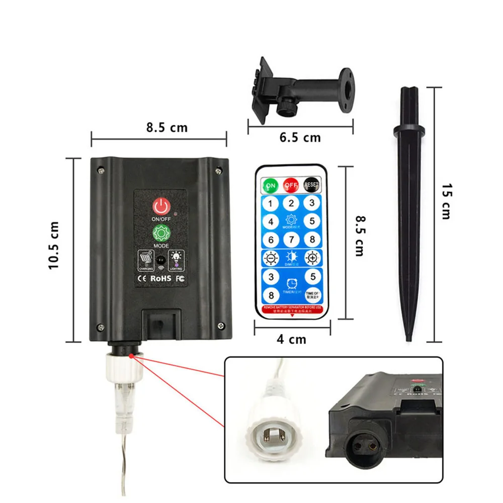 Imagem -05 - Painel de Carregamento Solar Interruptor Inteligente Interface de Carregamento tipo c Tira de Luz de Controle Remoto 15m 10m Pode Cortar Livremente a Corda de Luz