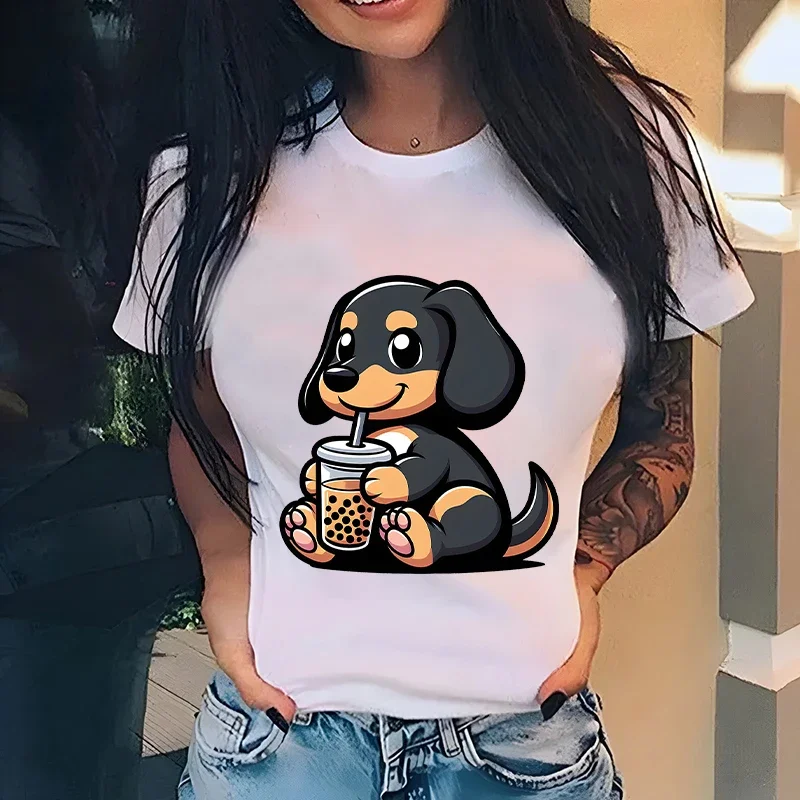 נשים בגדים dachshund כלב בועה תה חולצת טריקו harajuku מזדמן שרוול קצר T חולצת טריקו חולצות מצחיק גרפיקה y2k צמרות בגדי נשים