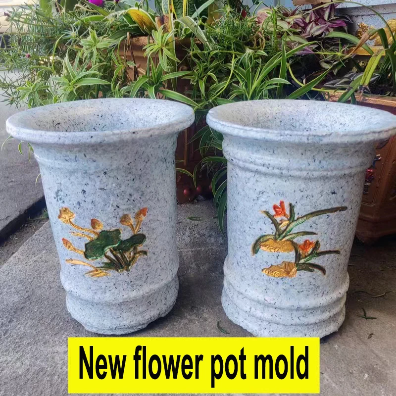 Cement flower pot mold homemade large extra large round orchid plastic steel European bonsai plastic model bottom grouting