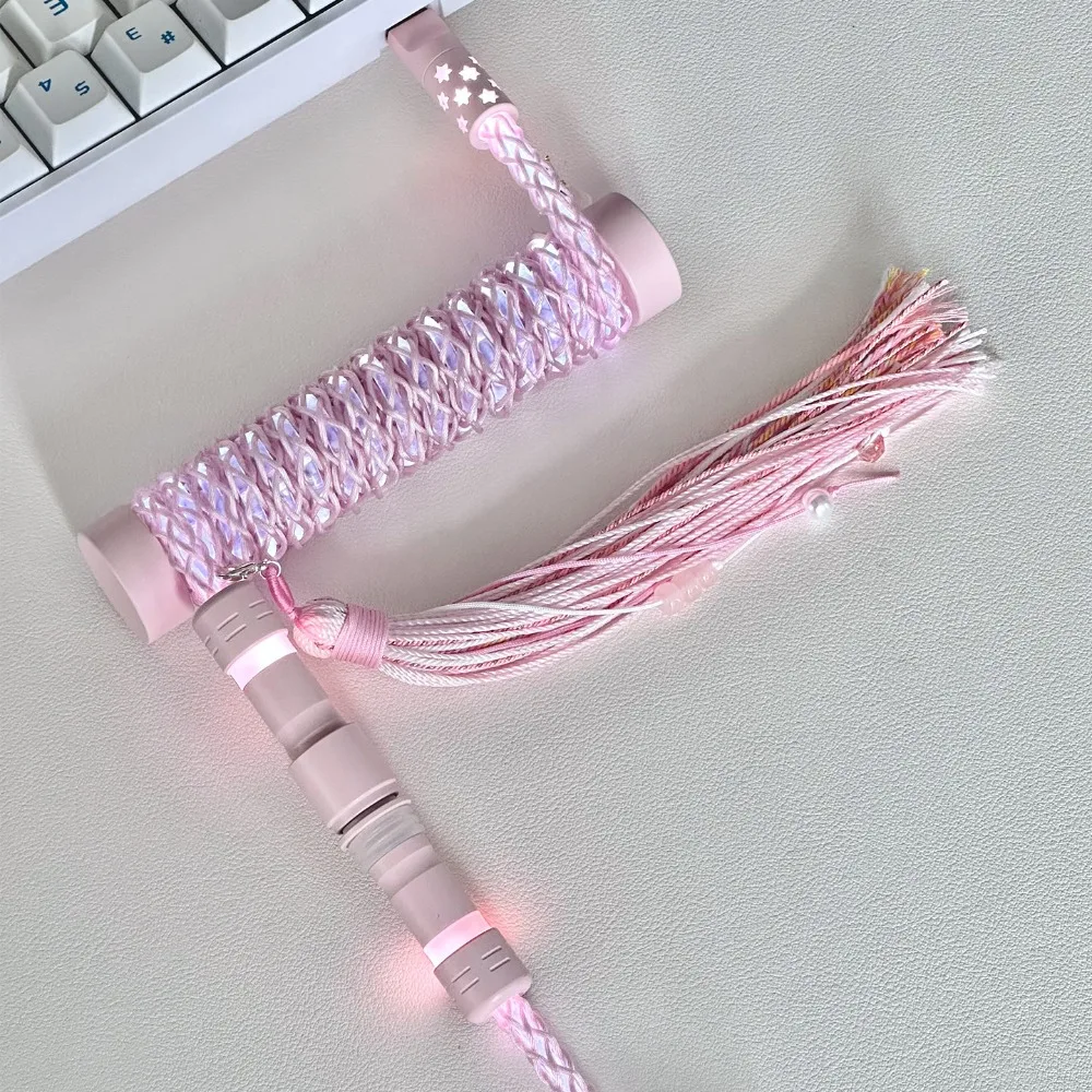 UNKNOWN ERROR Keyboard Cable 1.1m Single Crystal Copper Aviation Connector Line Usb to Type-C RGB Handmade Braided Data Cable