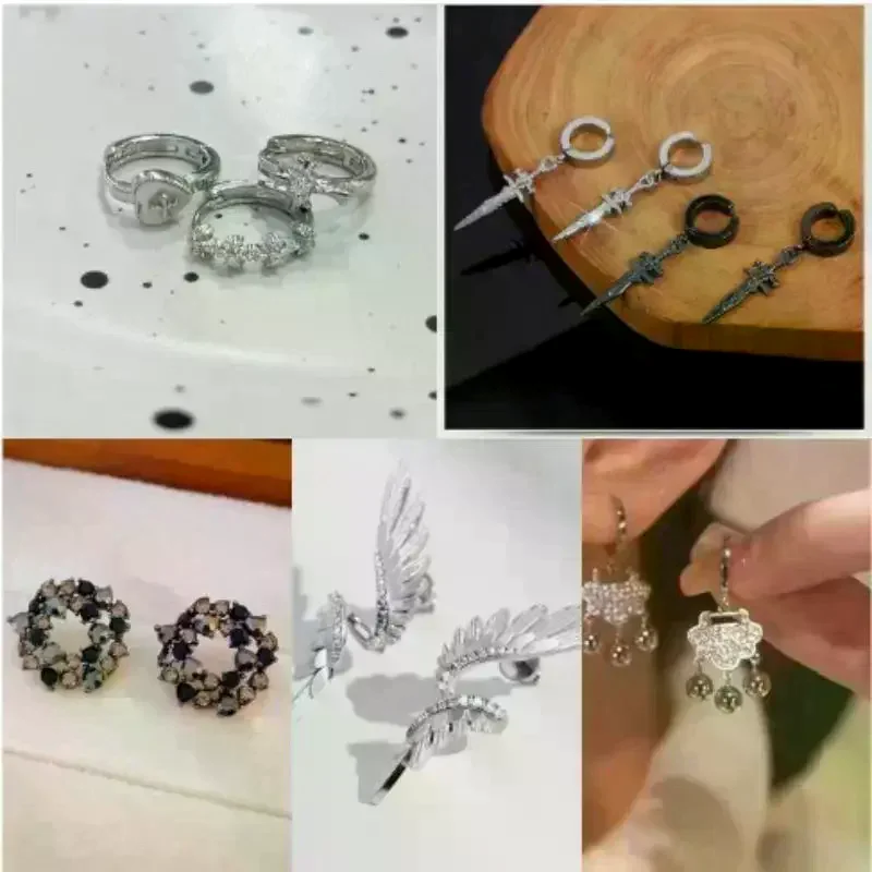 Alloy Long Wing Stud Temperament Feather Earrings Silver Wings Shape Elf Ear Cuff Earrings Jewelry Accessories Gifts Simple