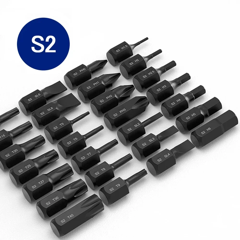 24pcs/lot 18mm Long Super Short Bit 1/4 Hex Shank Phillips Slotted Torx Hex Screwdriver Bits Electric Screw Driver with Magnetic