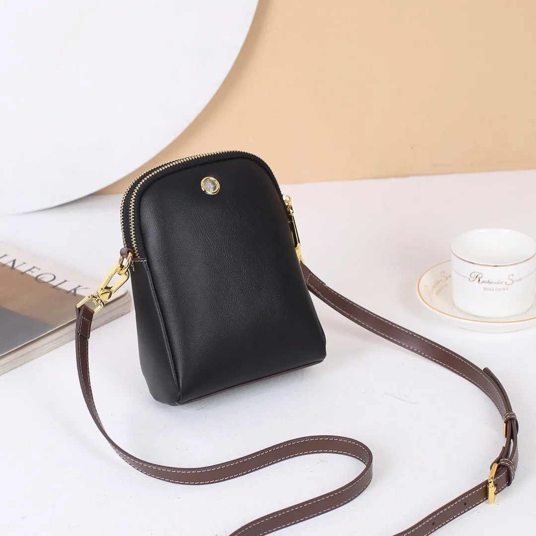 URBAN MASTER Women Small Phone Bag Genuine Cow Leather Fashion Shell Purse Lady Crossbody Shoulder Sling Bags Contrasting Color