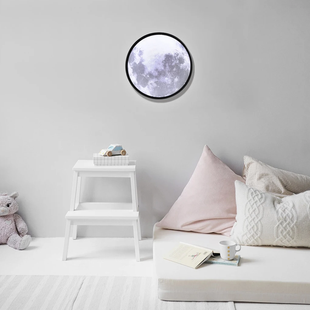 Makeup Mirror Round Cosmetic Mirror with Night Lamp Bedroom LED Night Light Makeup Supplies, Moon, 25cm