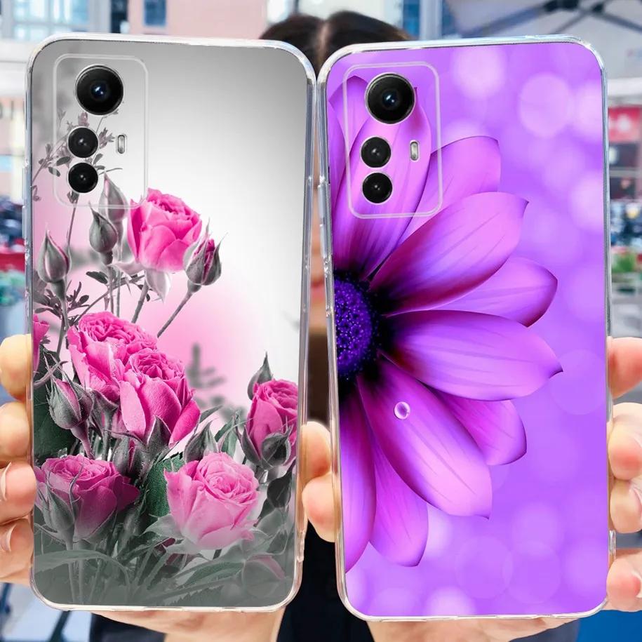 For Xiaomi Redmi Note 12S Case Note 12s 4G Cover Global Funda Fashion Flower Printed Soft Bumper For Redmi Note12s 2023 TPU Case