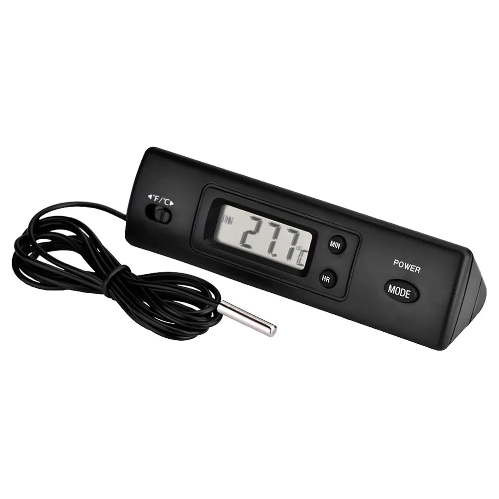 Double Probe Digital Thermometer LCD Display High Accuracy Freezer Temperature Meter Wired Probe Time Display