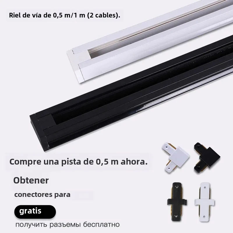 Riel de pista Led, foco de 220V, 0,5 M, 1M, rieles de luz Led, conectores rectos/en forma de L para iluminación de riel