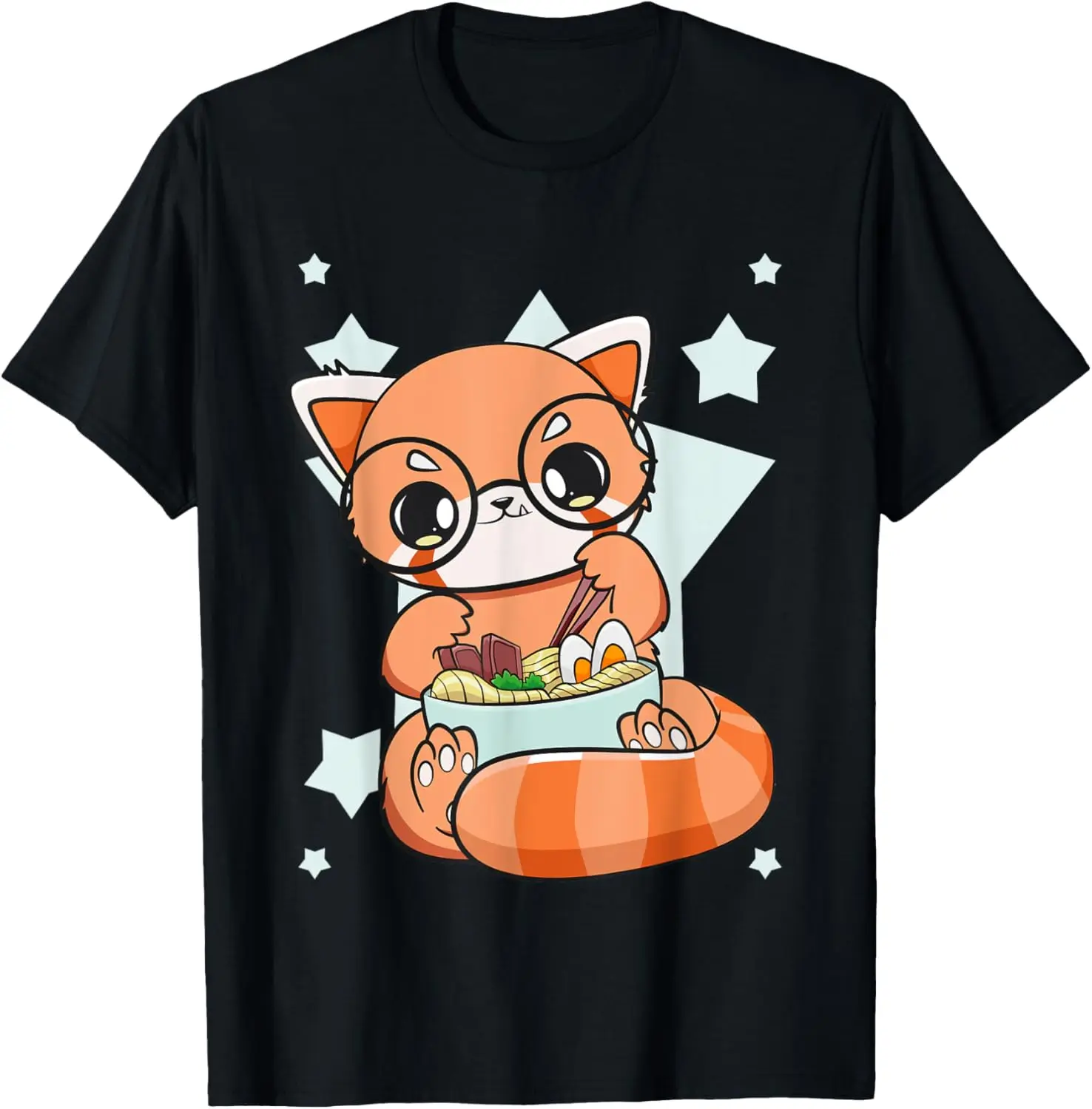

Китайская футболка с лапшой Ramen Red Panda Eating Ramen I Love