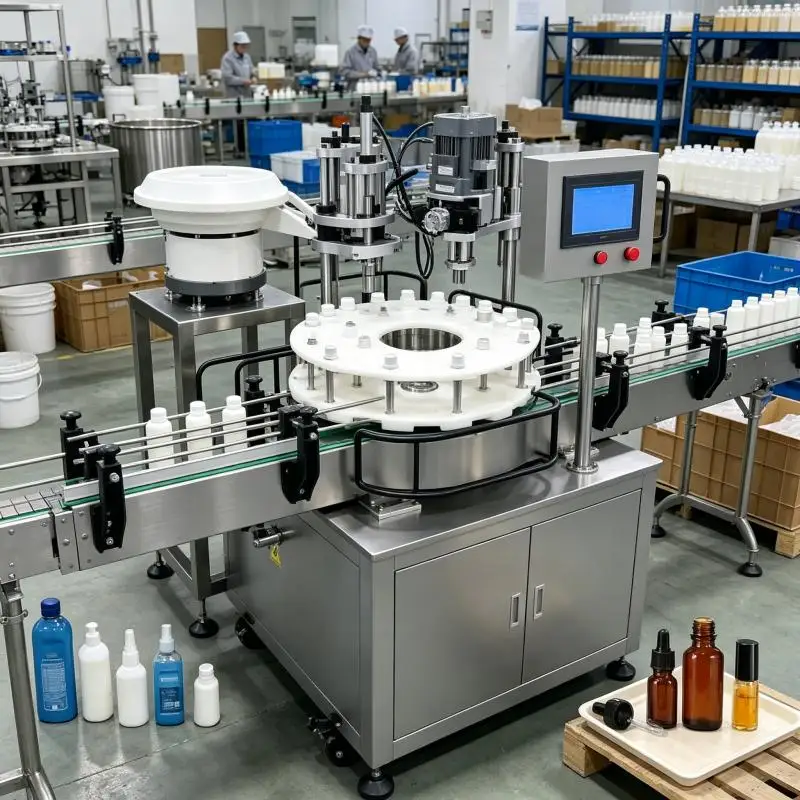 Industrial Automatic Bottle Cap Lifter & Capping Machine Food Grade Standard for Jam Jelly Preserve Glass Bottles