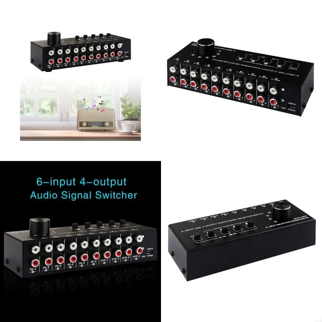 

6 в 4 выхода Звуковые разветвители Переключатель Звуковой переключатель Коробка 6 переключение каналов