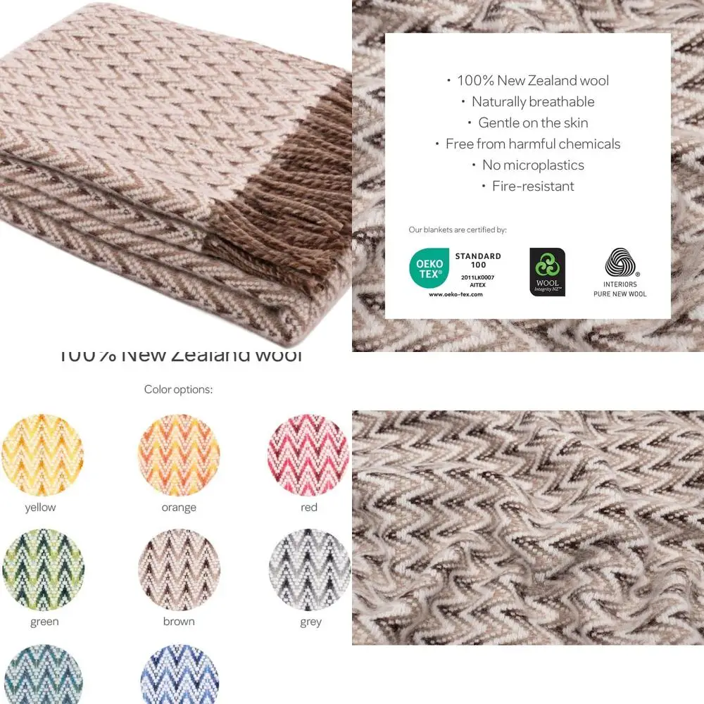 

Brown 100% NZ Wool Interior Throw Blanket, 75x51 | Shady Wave Design