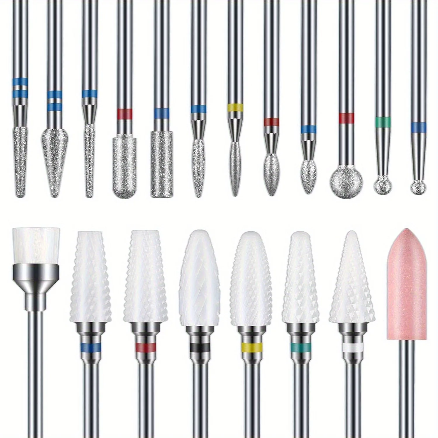 

3/ 32'' 20PCS/SET Nail Drill Bits, Ceramic Carbide Diamond Cuticle Drill Bits for Nails
