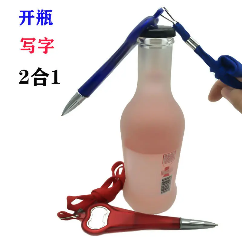 2022 1pc Hanging Neck Bottle Opener With Pen Dual Function Lanyard Beer Ballpoint