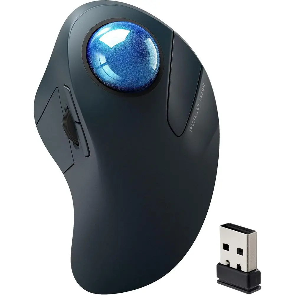 Ergonomic Rechargeable Bluetooth/USB Trackball Mouse with Smooth Precision for Large Hands, Multi-Device Support, Compatible wit