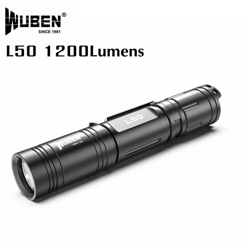 

WUBEN L50 EDC Flashlight 1200Lumens Rachargeable Portable Waterproof Torch With 18650 Battery For Outdoor Camping Hunting Light