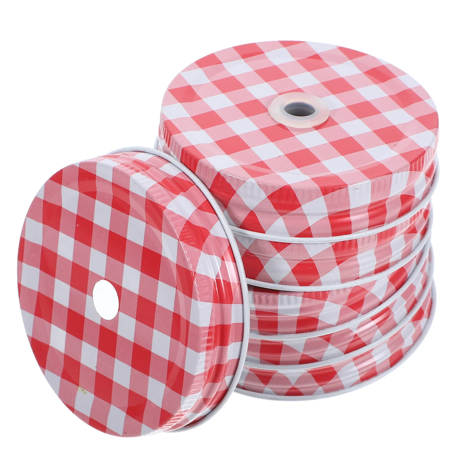 

6pcs Threaded Cup For Mason Iron Metal Lid With Straw Hole Dust-Proof Cap For Water Glass Jam Jar Lids Mason Jar Straw Lid