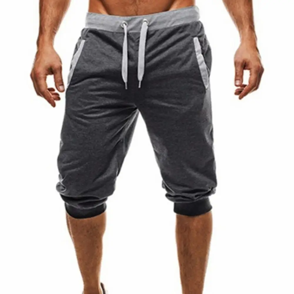 Calças jogger com cordão para homens, moletom esportivo, calções, calças harém, verão