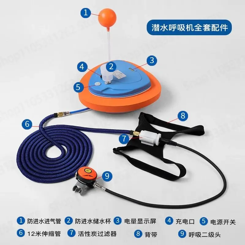 Full Scuba Diving Set, Oxygen Cylinder Breathing Apparatus for Underwater Spearfishing, Professional Deep Water Equipment