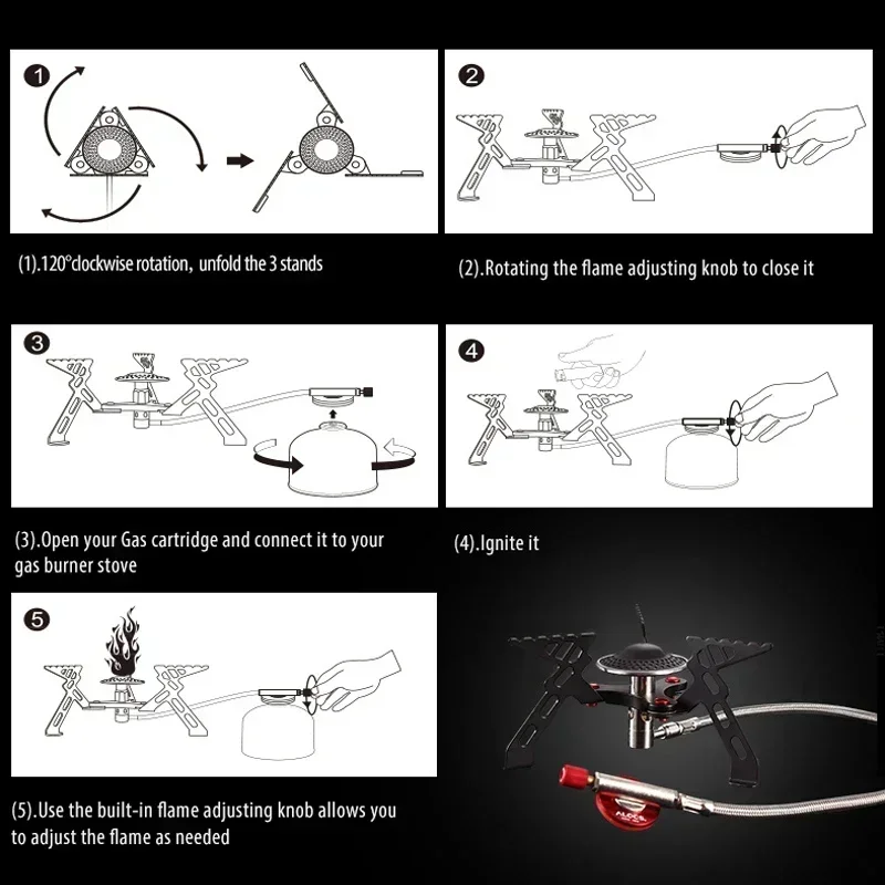 ALOCS CS-G05 Mini Compact Foldable Portable 3000W Camping Cooking Gas Stove Burner Outdoor Backpacking Hiking Camping Picnic