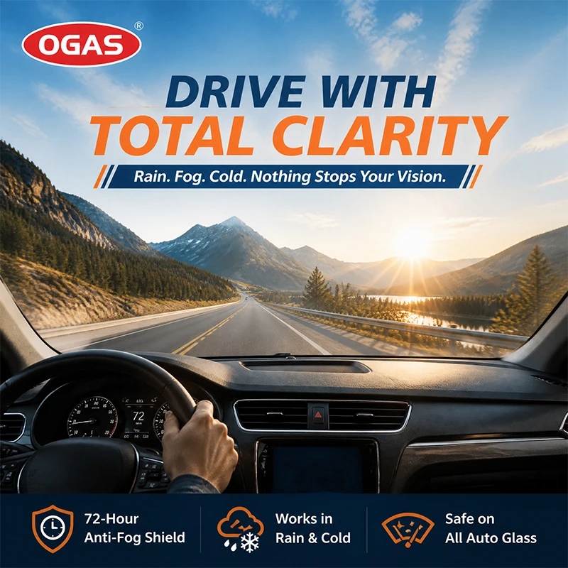 OGAS Anti-Fog Spray 150ml Car Windshield Glass Defogger 72H Anti-Fog Protection Rainy Foggy Days Windshield Side Window Mirror