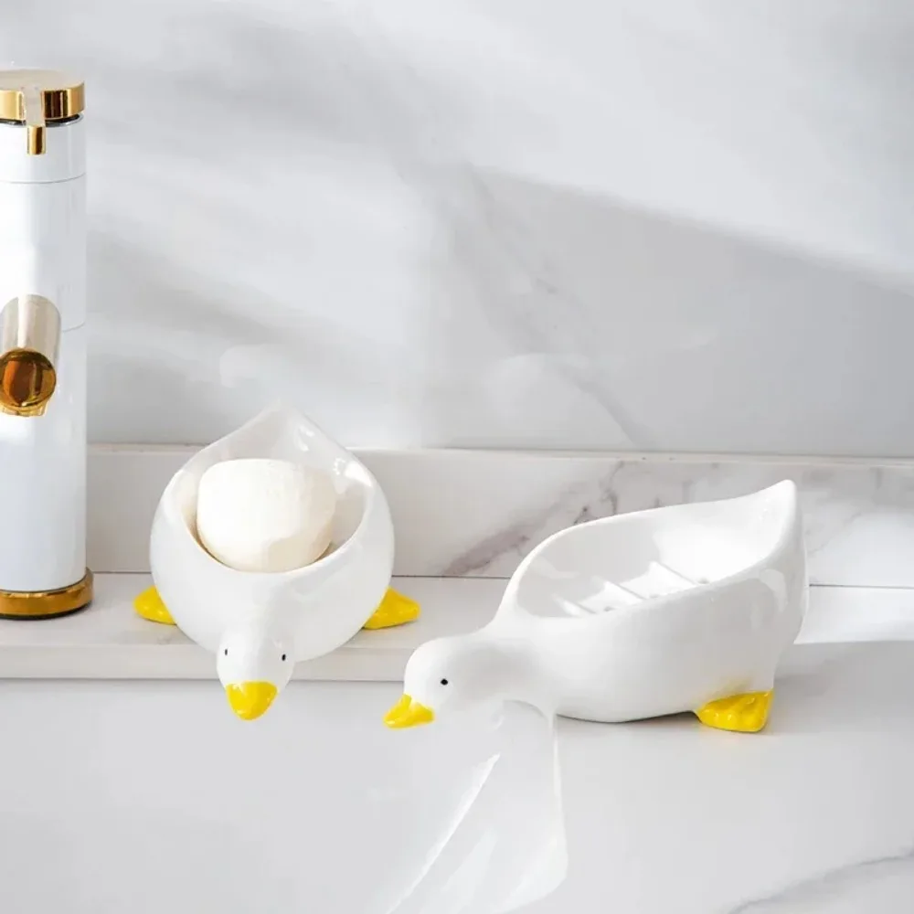 Duck Shape Soap Box Cartoon Soap Dish Drainable Storage Holder Soap Container Storage Dish Household Bathroom Accessories