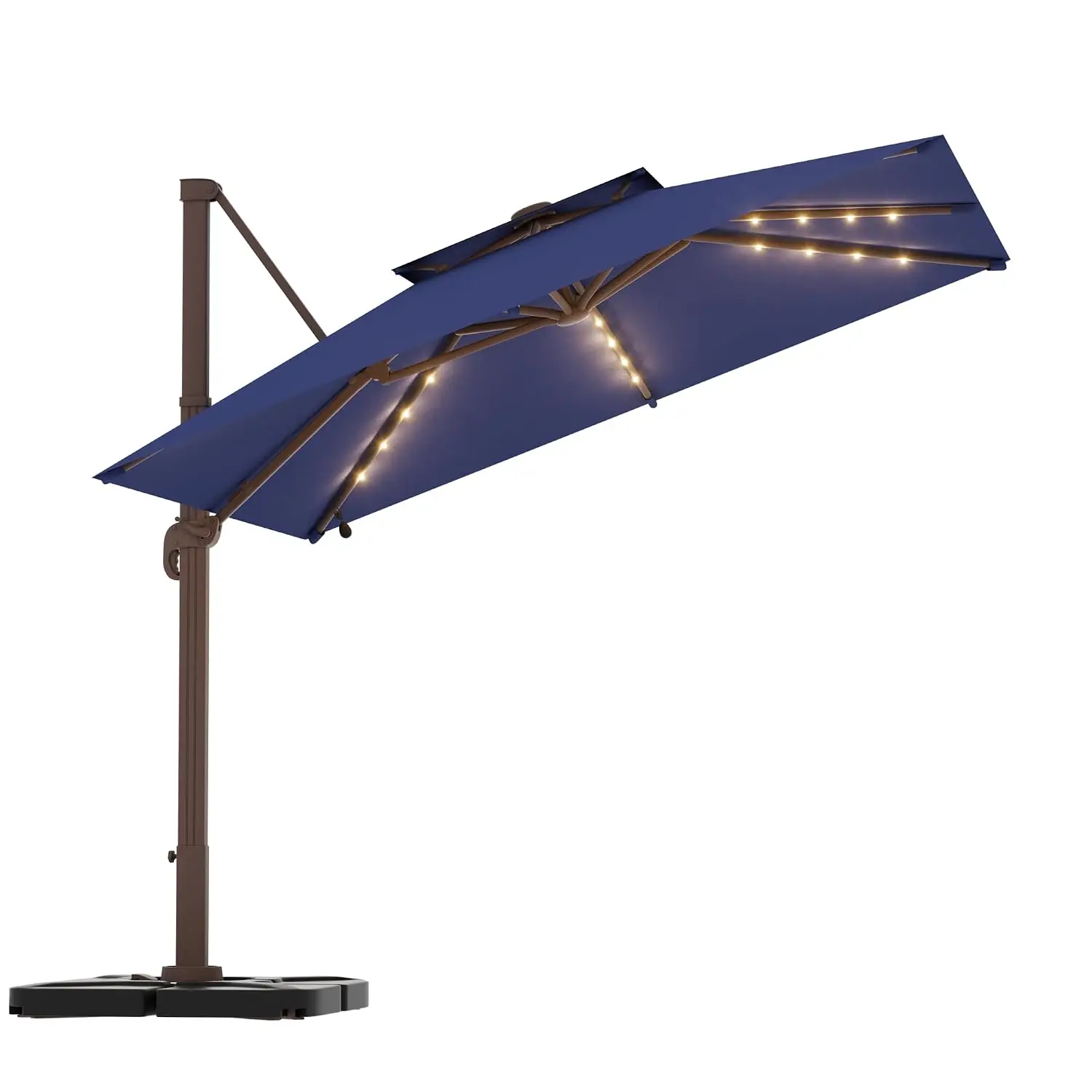 rectangular patio umbrella with base included,with solar lights navy, Customized