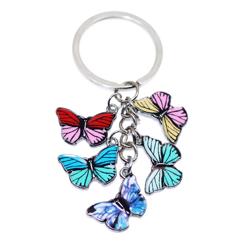 Cute Colorful Butterfly KeyChains Bag Charm Cell Phone Accessory Preppy Schoolbag Pendant Key Rings Christmas Xmas Jewelry Gifts