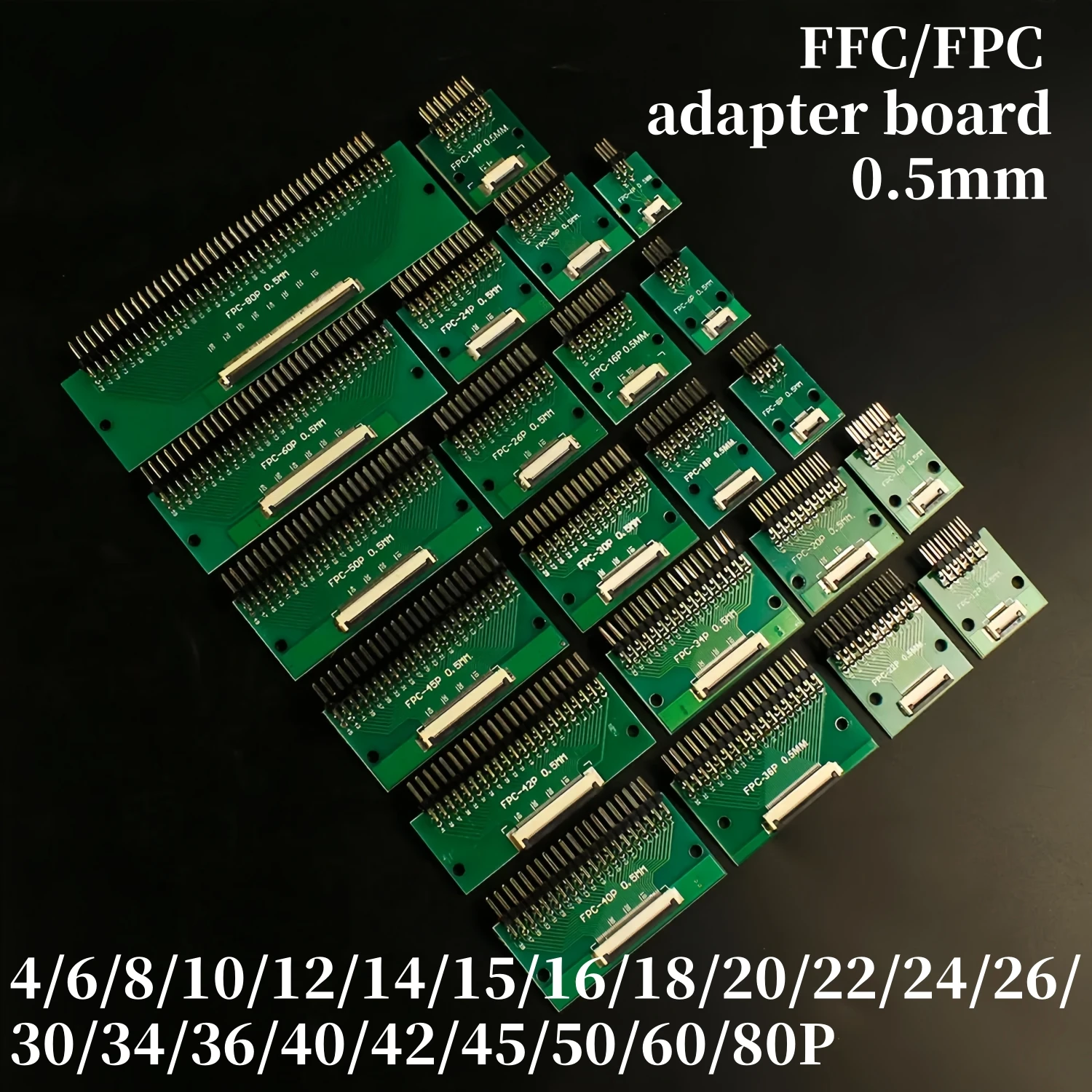 1PCS FFC/FPC conversion board 0.5mm pitch connector 2.54MM double row bending pins 4/10/12/14/15/16/18/22/24/26/30/34/40/50/60P