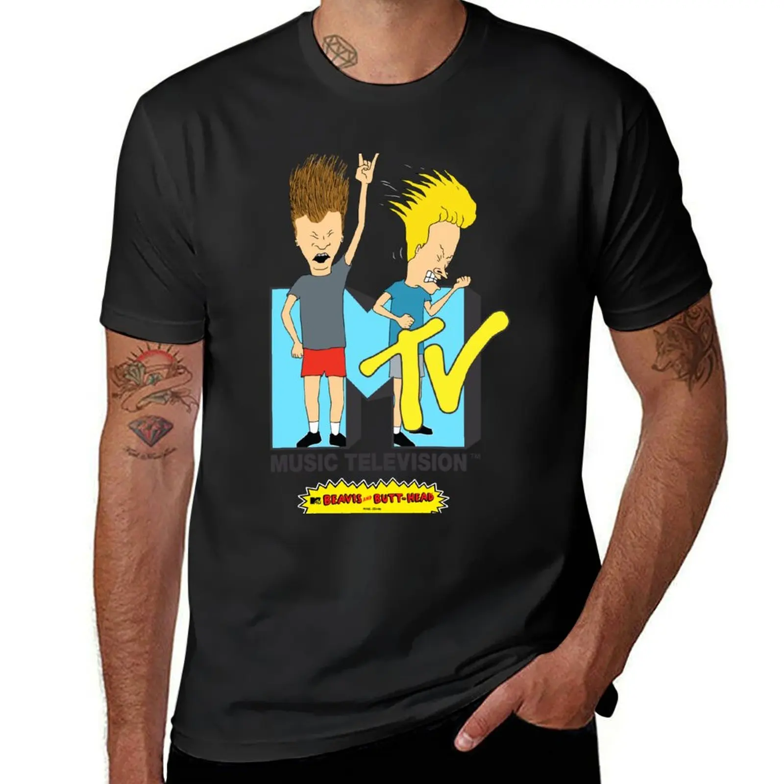 MTV Music Television Beavis And Butt-Head Logo T-Shirt tees summer tops oversizeds mens graphic t-shirts funny