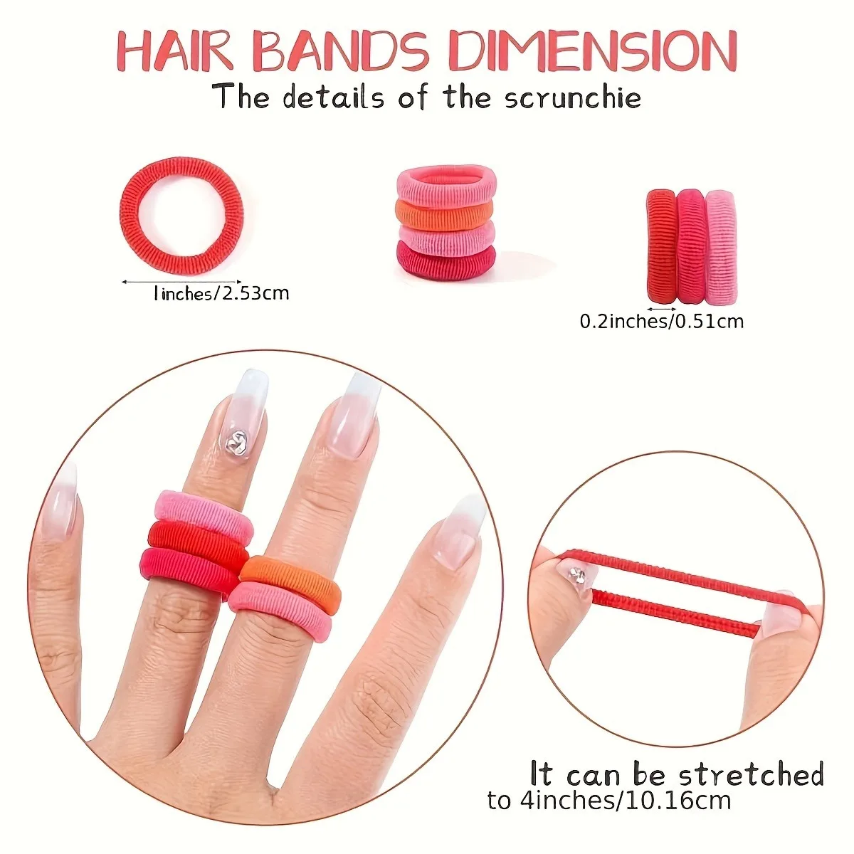 100PCS Count Small Seamless Hair Ties,  Diameter, High Elasticity Multicolor Dopamine Hair Bands For Braiding, Cute And Sweet