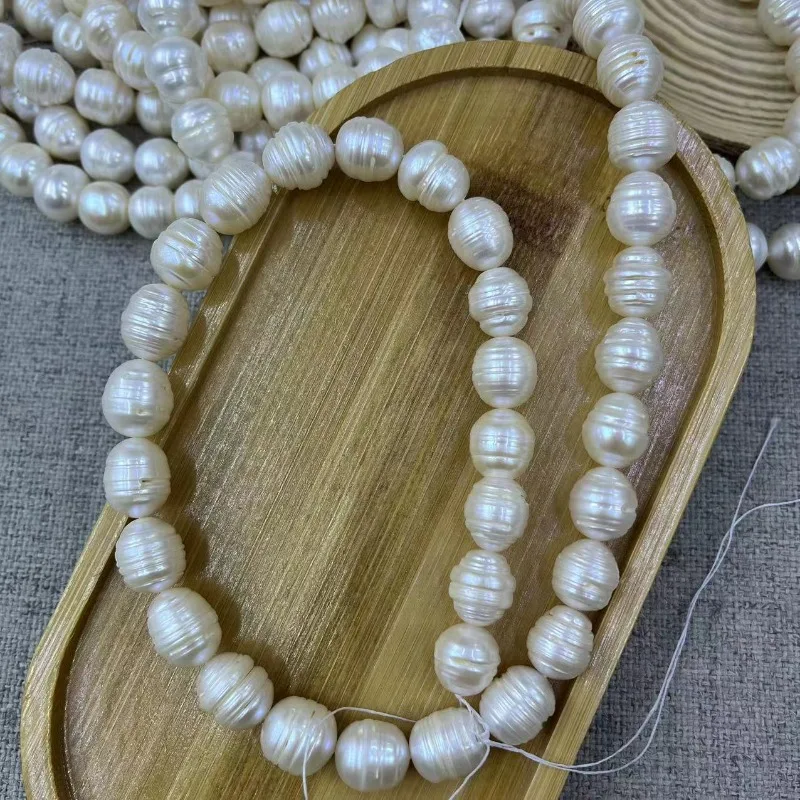 

Natural Threaded Pearl 12-13mm Burger Pearl Large Pearl Baroque Style Finished Product with Gloss