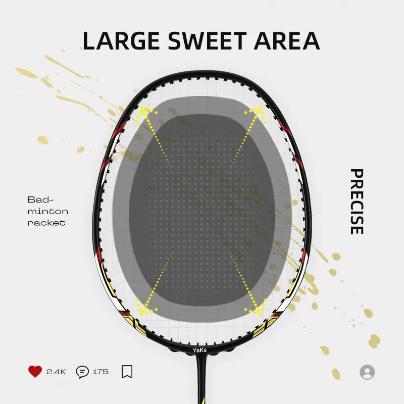 YaKs Brand 4U Badminton Racket 2023 New Training Reserve Badminton Racquet 22-24 Poud Carbon Fiber Ultra Light Badminton Racquet