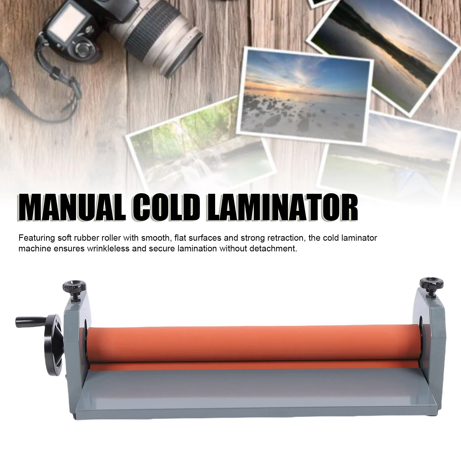 Cold Laminator Machine 25.6 Inch Hand Crank Manual PVC Photo Film Cold Laminator for Office School