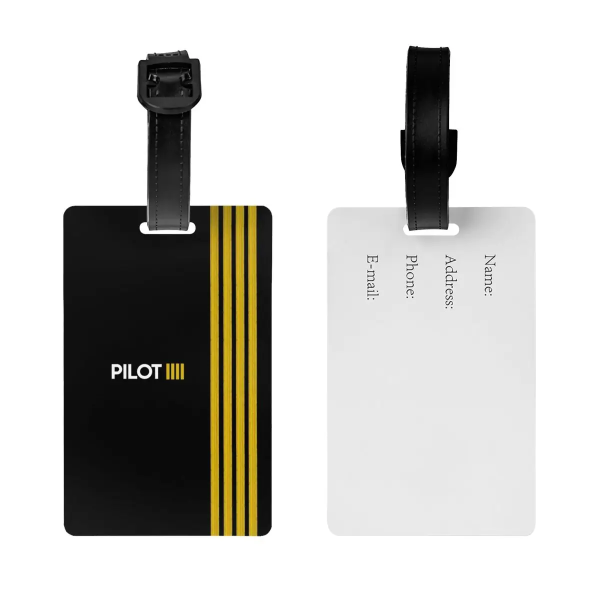 Custom Pilot Captain Stripes Luggage Tag With Name Card Aviation Airplane Aviator Privacy Cover ID Label for Travel Bag Suitcase