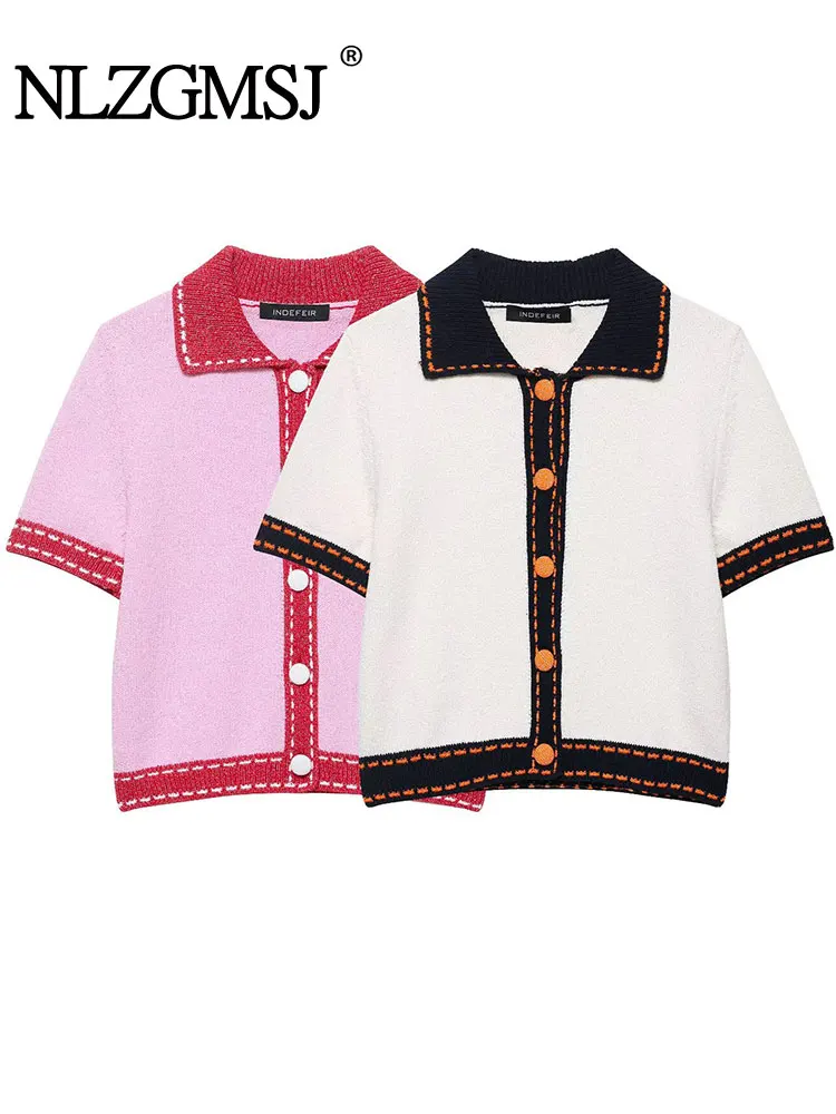 

NLZGMSJ модный короткий кардиган дизайн с коротким рукавом вязаные топы для женщин однобортный вязаный кардиган