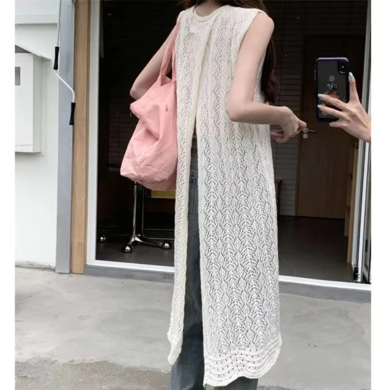 Dress Women Long Dresses Round Neck Sleeveless Y2k Party Loose Casual Boho Elegant Splice Knitted Summer Maxi Vestidos 2025