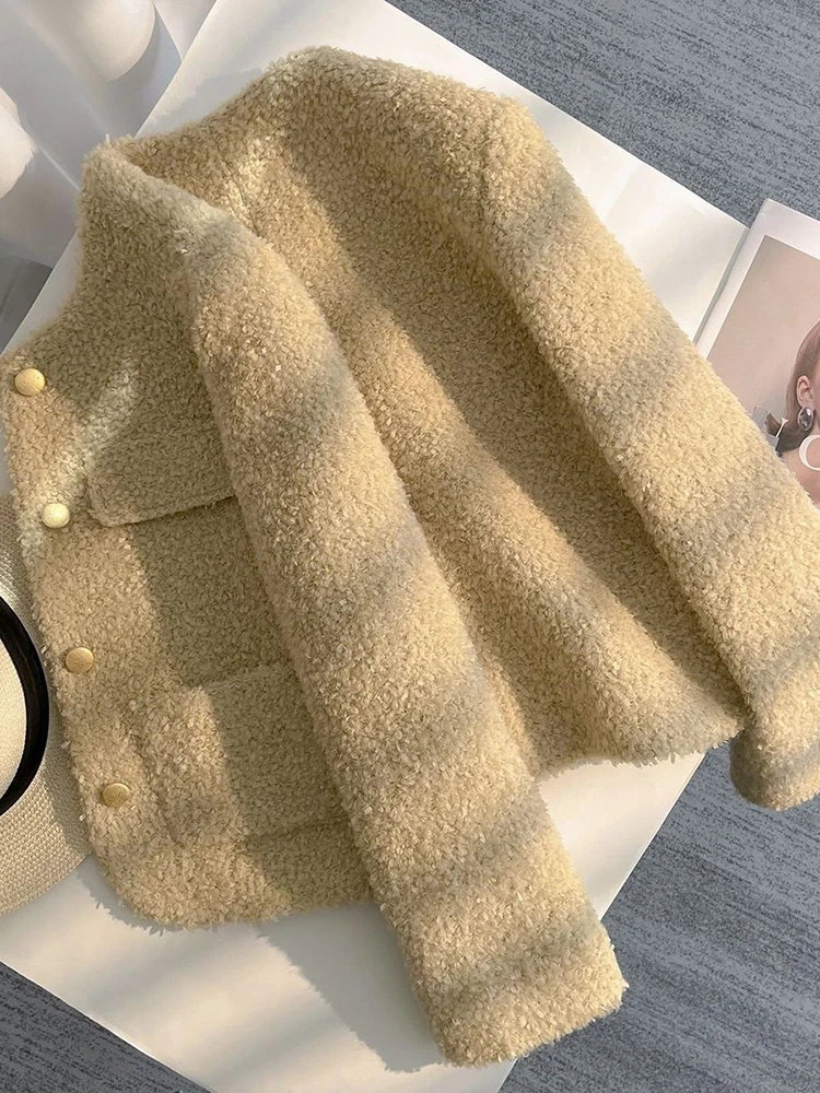 Zoki Vintage Women Slim Sweet Jacket Fall Casual Long Sleeve Elegant Short Coat French O Neck Pockets Lady Single Breasted Tops