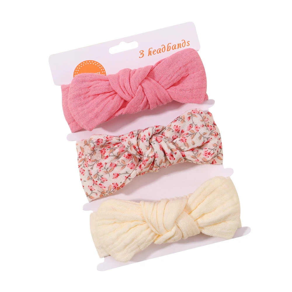 3 Stks/set Elastische Zachte Hoofdband Voor Baby Haaraccessoires Pasgeboren Strikken Hoofddeksels Print Peuter Bandage Lint Strik Hoofddoek