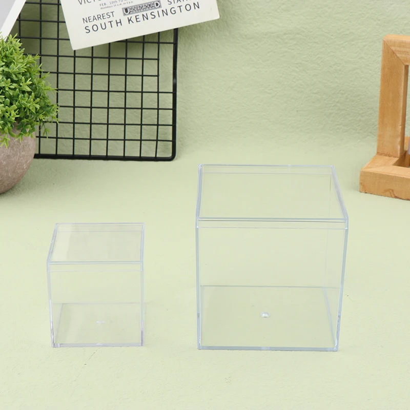 1Pc Transparent Acrylic Boxes With Cover Plastic Organizer Small Gift Square Packing Box Food Candy Storage Container For Home