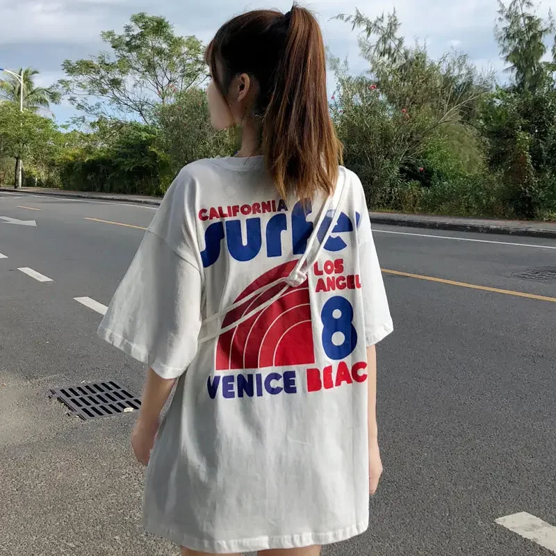 Top Female Purple Cotton Short Sleeve Women's T-shirt Baggy Sale Fashion Clothing 2024 Korean Style Pulovers Streetwear Yk2 Kpop