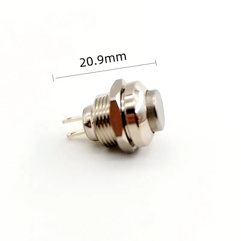 8mm 10mm Metal Button Switch 2-pin Self-locking/locking Self Resetting/instantaneous Waterproof IP67 1NO Mini Button Switch