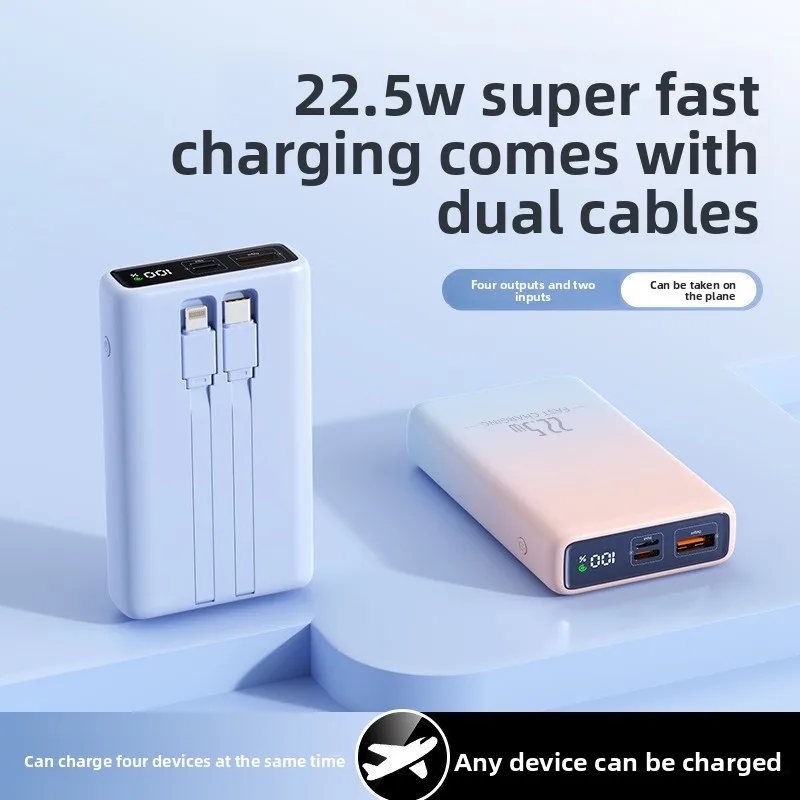 20000 MAh Large Capacity Builtu in Dual Wire Ultra Thin Compact Portable for Fast Charging Suitable for Most Electronic