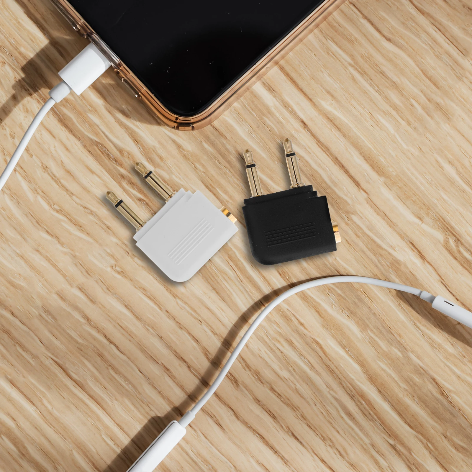 

4Pcs Airplane Audio Jack Adapter Gold Plated Dual 3.5mm Headphone Converter for Airline Entertainment Systems Adapter