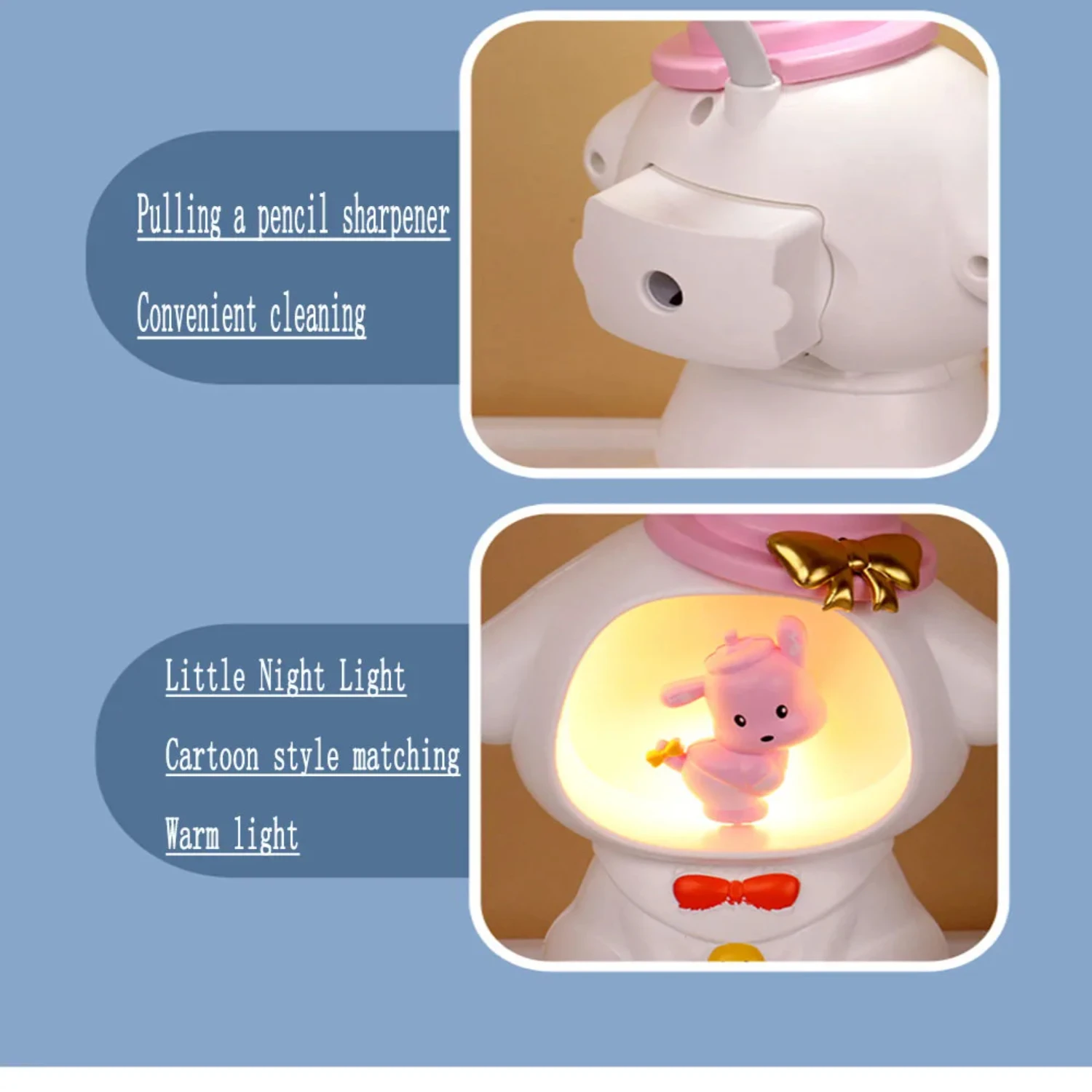 New Kawaii Kuromi My Melody Folding Eye LED Fan Light Foldable Protection Table Lamp Anime Cute Bedroom Night Light Cartoon Lamp