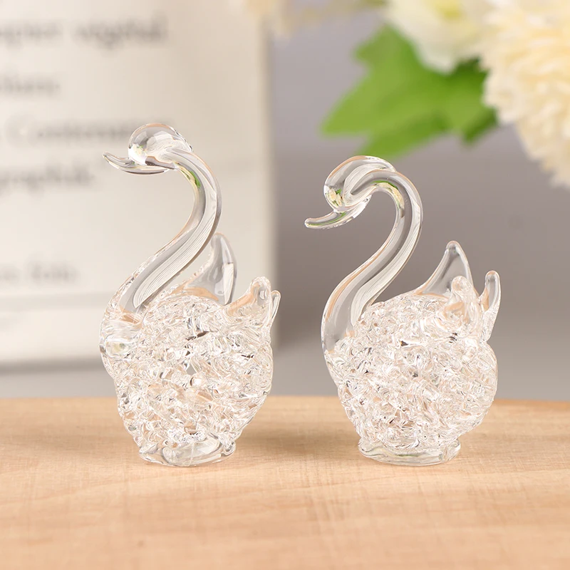 1Pc Crystal Swan figurine Glass Animal Ornament Swan Crystal Figurines Home Desk Decoration Miniature Creative Gift