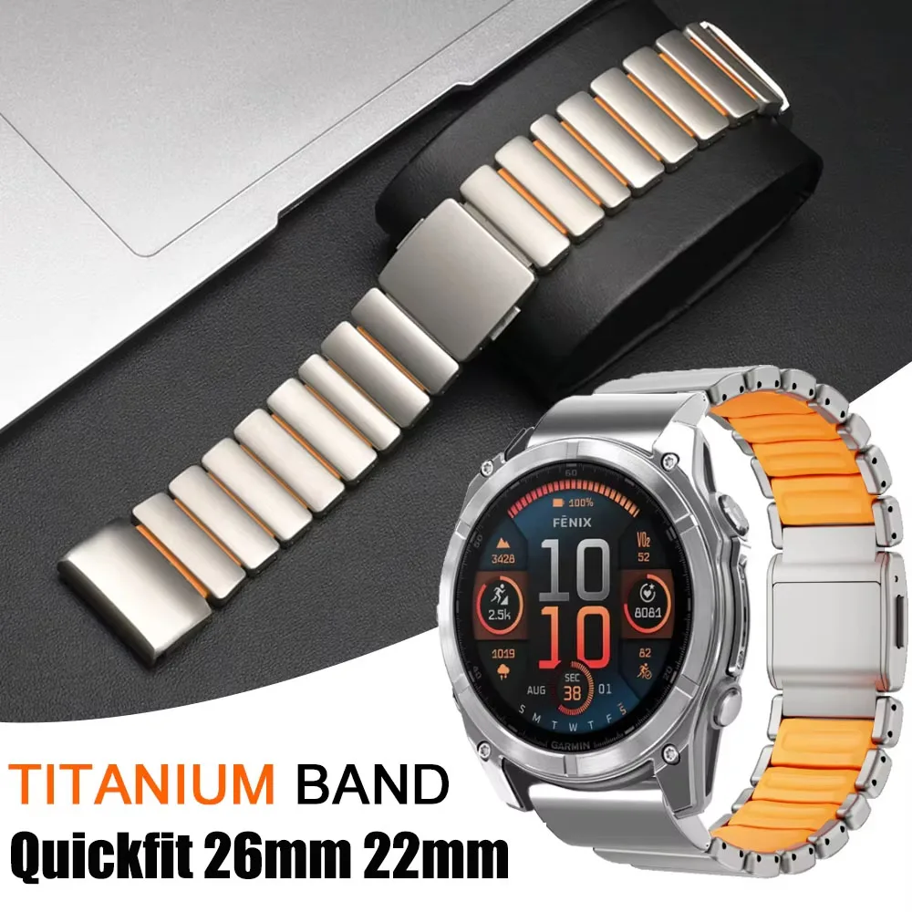 

Ремешок из нержавеющей стали 26 мм 22 мм для часов Garmin Enduro 3 2, Fenix 8 7X Pro 51 мм, Fenix 6X, резиновый браслет для Garmin Tactix 7 Pro