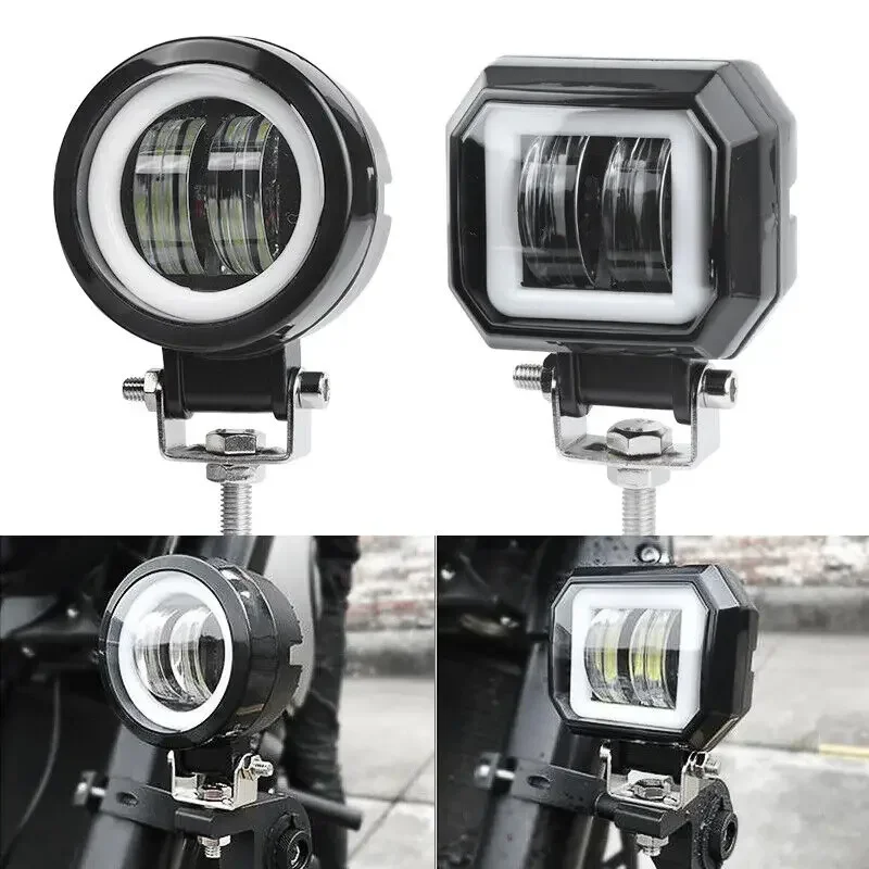 ضوء قيادة السيارة/السيارة/الطرق الوعرة LED مقاس 3 بوصات - ضوء مساعد ثنائي اللون بقدرة 20 وات مع عين الملاك DRL أثناء النهار Ru