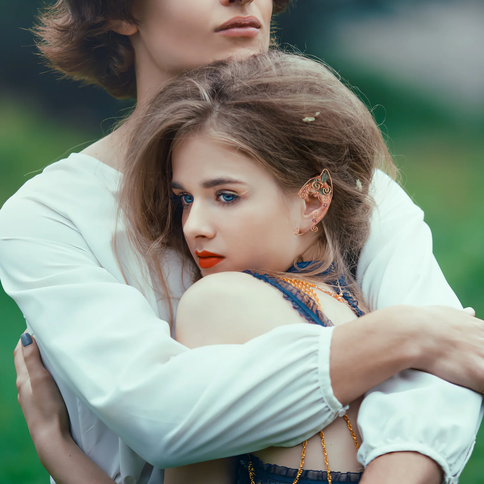 

Chic Ear Clip Earrings for Women 1 Pair Handmade Ear Cuffs Vintage Style Clip On Jewelry Wrap Design Fairy Costume Fancy Party